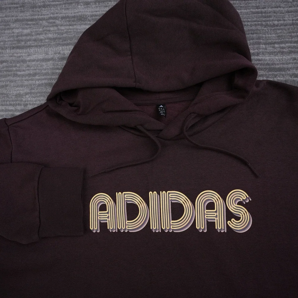 Adidas Sweatshirt Hoodie Men M EVO LIN HD Shadow Brown Retro Logo New Tag 4XL